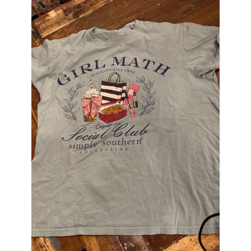 Simply Southern Girl Math Coquette Girl Social Club Graphic Tee Light Blue Med
